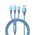 Remax RC-189th 1.2M Mobile Da Multiple Usb Three One For Iphone Multi 3A Fish Net Nylon Braided 3 In 1 Charging Cable